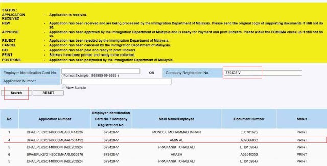 কোম্পানির রেজিস্ট্রেশন নাম্বার দিয়ে মালয়েশিয়া ভিসা চেক