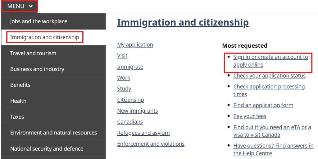 কানাডা ভিসা আবেদন ফরম