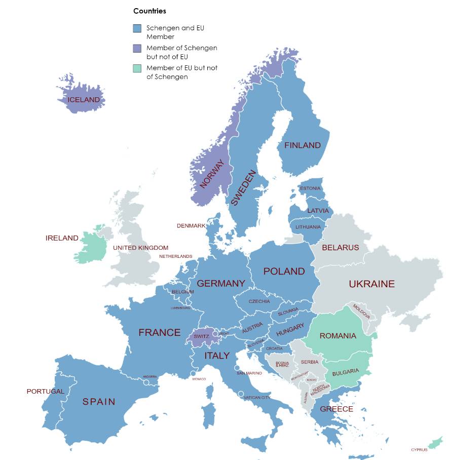 ইউরোপের সেনজেন ভুক্ত দেশ কয়টি