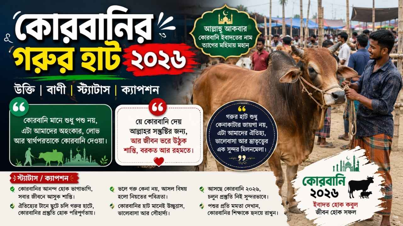কোরবানির গরুর হাট ২০২৬ নিয়ে উক্তি বাণী, স্ট্যাটাস ও ক্যাপশন.